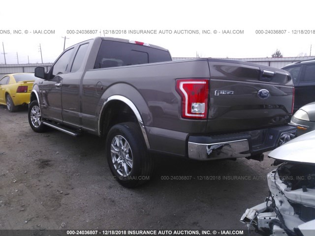 1FTEX1CP5HKC76464 - 2017 FORD F150 SUPER CAB BROWN photo 3