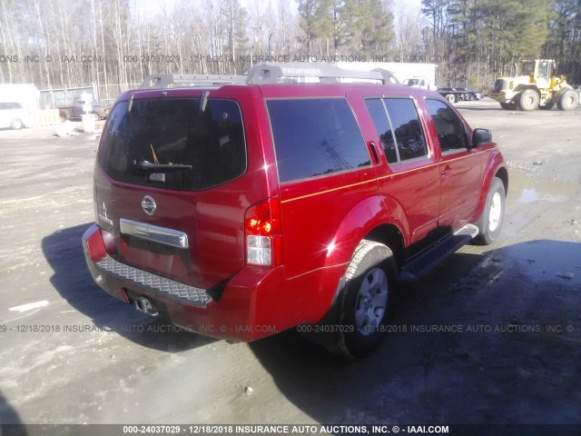 5N1AR18W36C621230 - 2006 NISSAN PATHFINDER LE/SE/XE RED photo 4