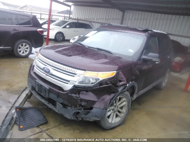 1FMHK7D87BGA39910 - 2011 FORD EXPLORER XLT MAROON photo 2