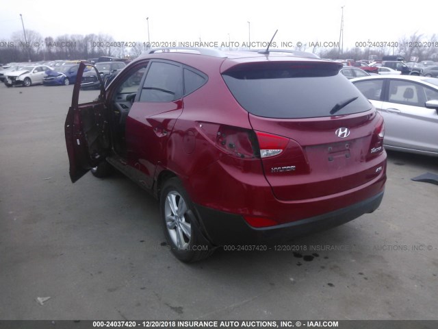 KM8JUCAC8DU683952 - 2013 HYUNDAI TUCSON GLS/LIMITED 红色 照片 3