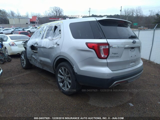 1FM5K7F87GGA36061 - 2016 FORD EXPLORER LIMITED SILVER photo 3