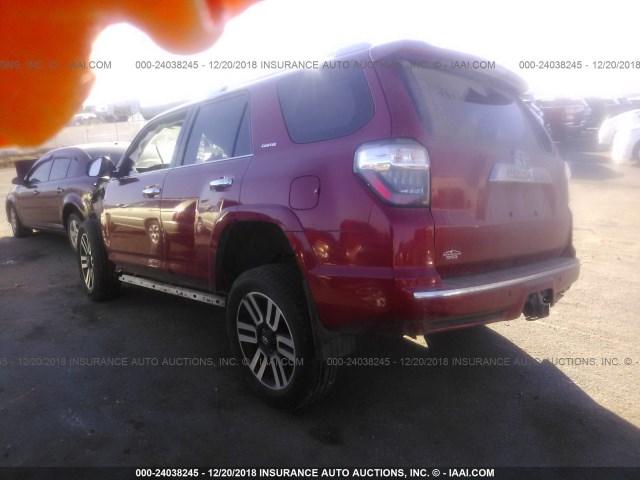 JTEBU5JR8G5366577 - 2016 TOYOTA 4RUNNER SR5 PREM/LTDL/TRAIL/TRD RED photo 3