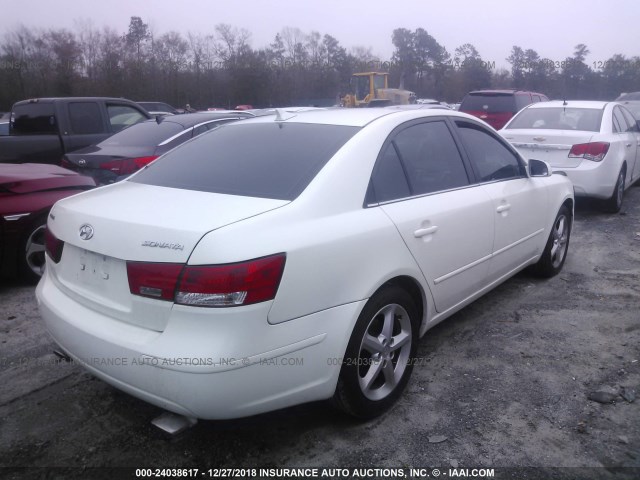 5NPEU46F59H491310 - 2009 HYUNDAI SONATA SE/LIMITED WHITE photo 4