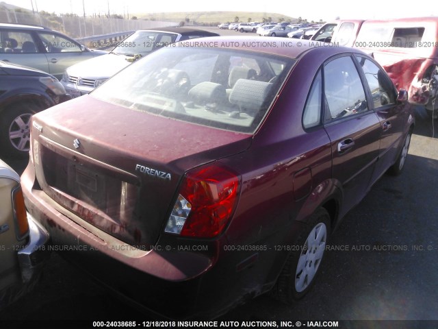 KL5JD56Z36K407440 - 2006 SUZUKI FORENZA RED photo 4