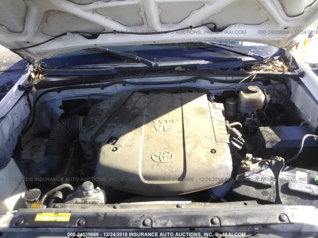 5TELU4EN5AZ696210 - 2010 TOYOTA TACOMA DOUBLE CAB 白色 照片 10