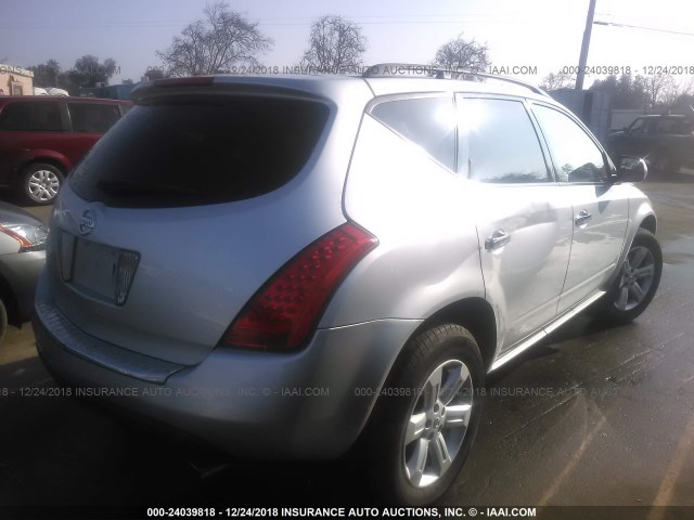 JN8AZ08TX6W401753 - 2006 NISSAN MURANO SL/SE/S SILVER photo 4