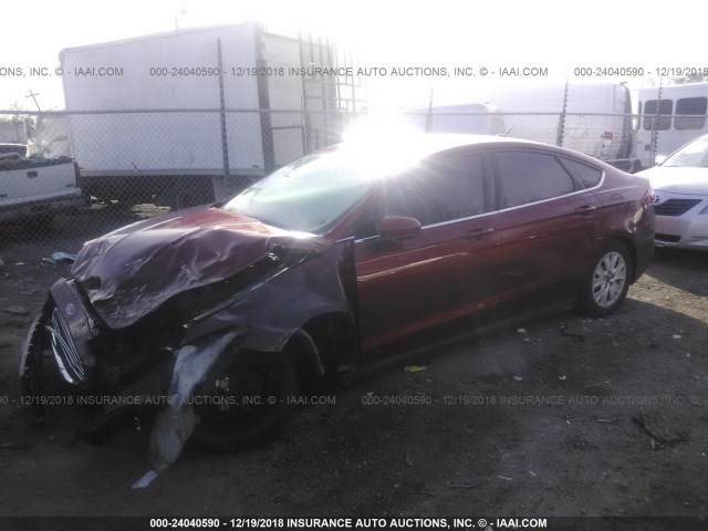 3FA6P0G70ER265880 - 2014 FORD FUSION S RED photo 2