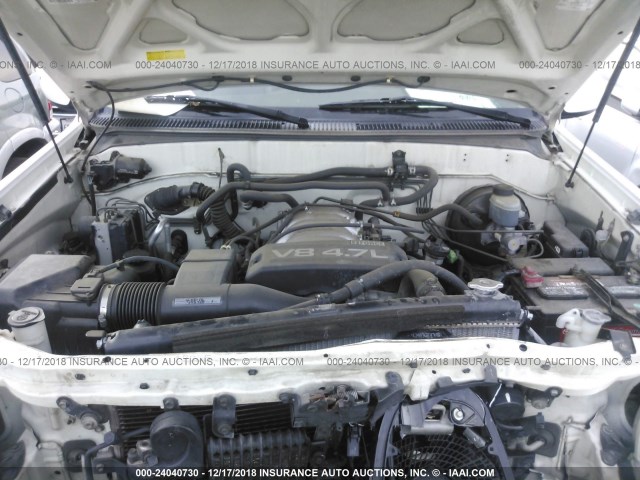 5TDBT44A71S019735 - 2001 TOYOTA SEQUOIA SR5 WHITE photo 10