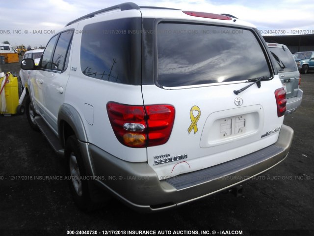 5TDBT44A71S019735 - 2001 TOYOTA SEQUOIA SR5 WHITE photo 3