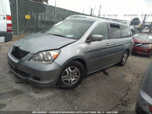 5FNRL387X6B107715 - 2006 HONDA ODYSSEY EXL BLUE photo 2