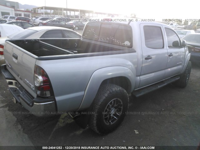 3TMJU4GN8CM136170 - 2012 TOYOTA TACOMA DOUBLE CAB PRERUNNER SILVER photo 4