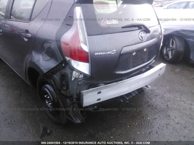 JTDKDTB30G1135456 - 2016 TOYOTA PRIUS C GRAY photo 6