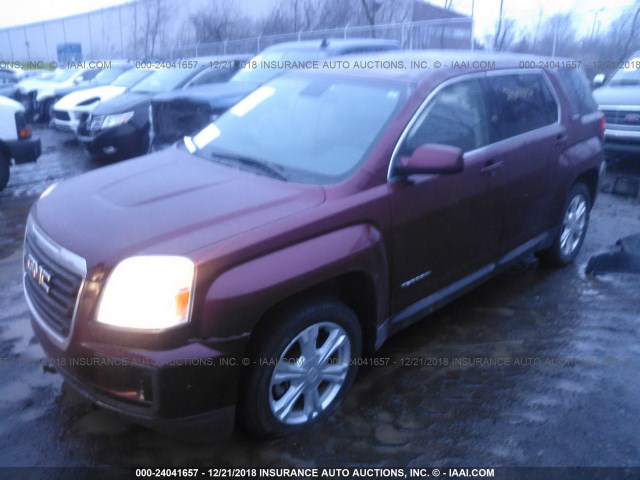 2GKFLSEK3H6200708 - 2017 GMC TERRAIN SLE BURGUNDY photo 2