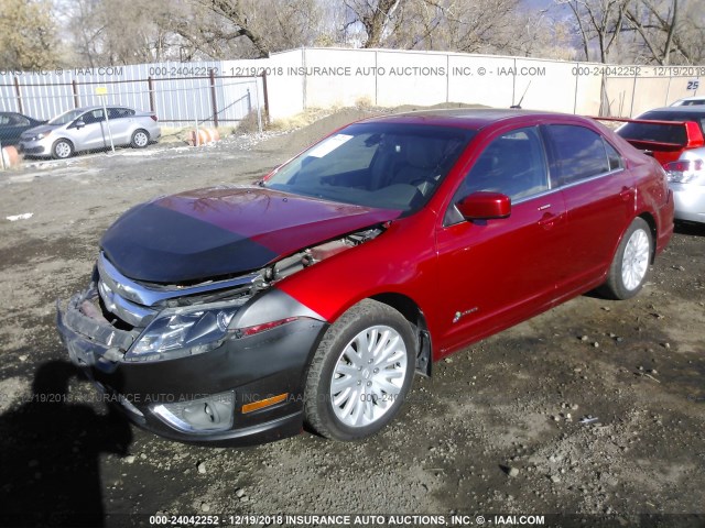 3FADP0L33CR439688 - 2012 FORD FUSION HYBRID RED photo 2