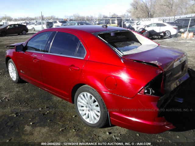 3FADP0L33CR439688 - 2012 FORD FUSION HYBRID RED photo 3