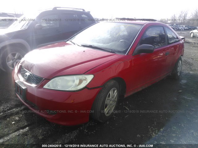 1HGEM21125L065968 - 2005 HONDA CIVIC DX VP RED photo 2