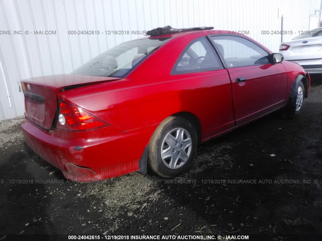 1HGEM21125L065968 - 2005 HONDA CIVIC DX VP RED photo 4