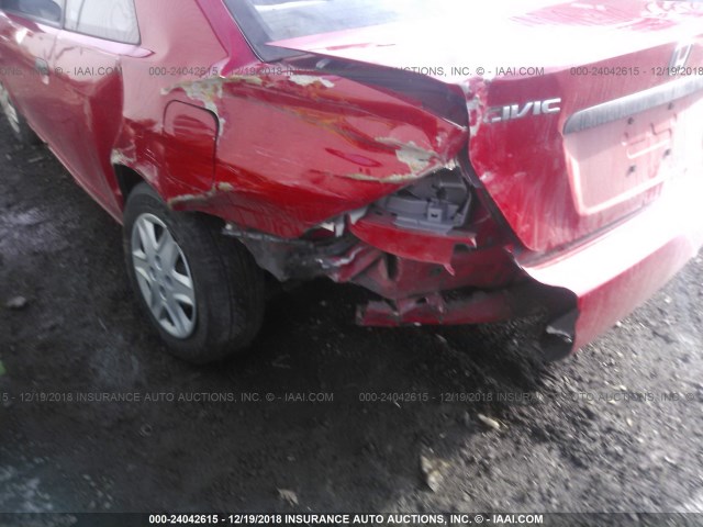 1HGEM21125L065968 - 2005 HONDA CIVIC DX VP RED photo 6