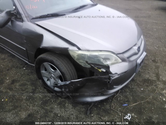 2HGES25895H528991 - 2005 HONDA CIVIC EX GRAY photo 6