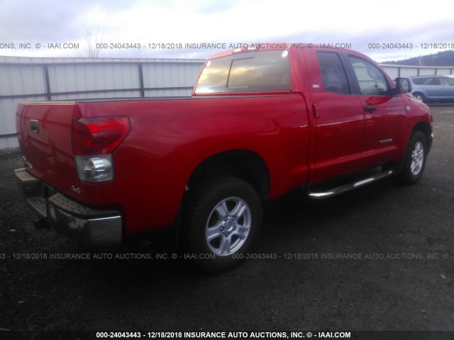 5TFBT54157X005194 - 2007 TOYOTA TUNDRA DOUBLE CAB SR5 RED photo 4