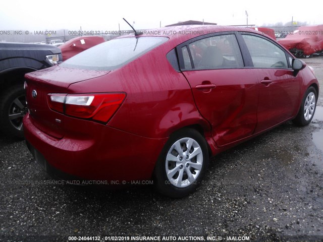 KNADM4A35D6265549 - 2013 KIA RIO LX RED photo 4