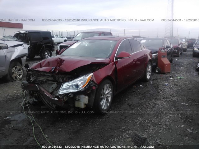 2G4GK5EX7E9289947 - 2014 BUICK REGAL RED photo 2