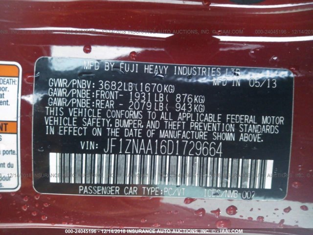 JF1ZNAA16D1729664 - 2013 TOYOTA SCION FR-S RED photo 9