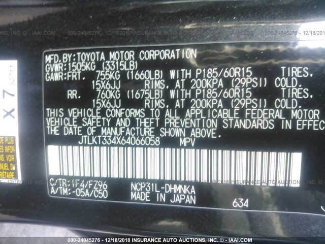 JTLKT334X64066058 - 2006 TOYOTA SCION XB Қара фото 9