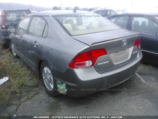 JHMFA36266S006253 - 2006 HONDA CIVIC HYBRID GRAY photo 3