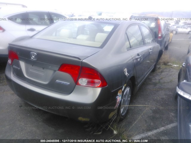 JHMFA36266S006253 - 2006 HONDA CIVIC HYBRID GRAY photo 4