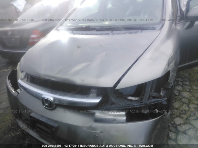 JHMFA36266S006253 - 2006 HONDA CIVIC HYBRID GRAY photo 6