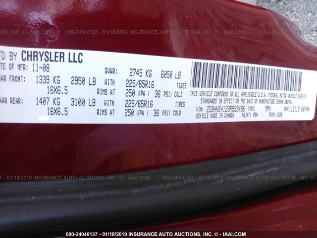 2D8HN54129R593496 - 2009 DODGE GRAND CARAVAN SXT RED photo 9