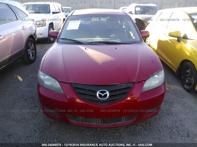 JM1BK12F661421881 - 2006 MAZDA 3 I RED photo 6