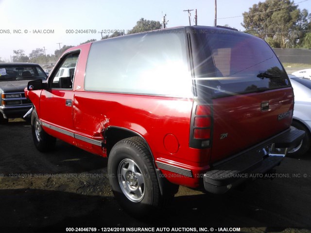 1GNEK18K5NJ332097 - 1992 CHEVROLET BLAZER K1500 RED photo 3