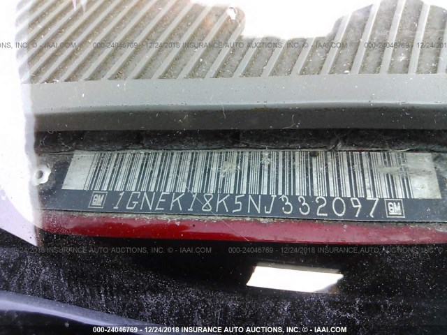 1GNEK18K5NJ332097 - 1992 CHEVROLET BLAZER K1500 RED photo 9