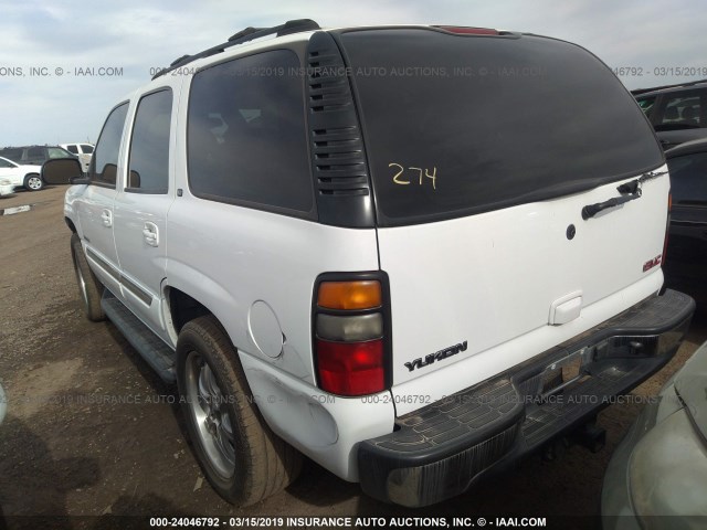 1GKEC13T25R146349 - 2005 GMC YUKON WHITE photo 3