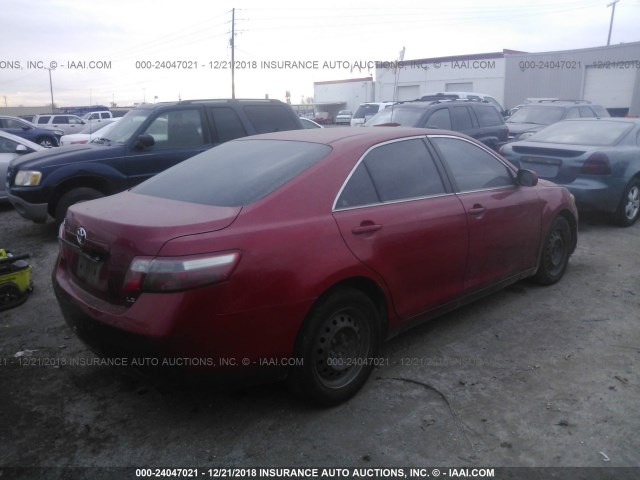 4T1BE46K17U092762 - 2007 TOYOTA CAMRY NEW GENERAT CE/LE/XLE/SE RED photo 4