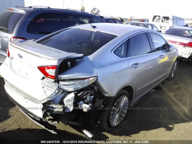 3FA6P0RU5ER129876 - 2014 FORD FUSION TITANIUM HEV SILVER photo 4