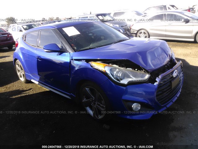 KMHTC6AE3EU209357 - 2014 HYUNDAI VELOSTER TURBO BLUE photo 1