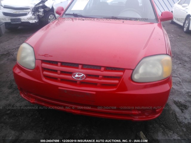 KMHCG45C63U474305 - 2003 HYUNDAI ACCENT GL RED photo 6