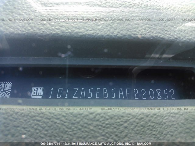 1G1ZA5EB5AF220852 - 2010 CHEVROLET MALIBU LS BLACK photo 9