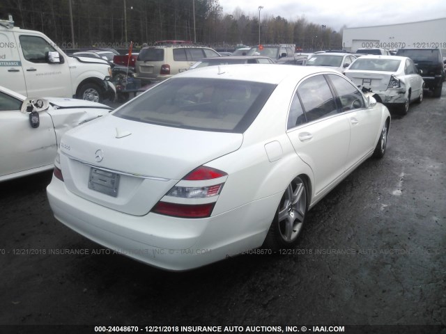 WDDNG71X47A026097 - 2007 MERCEDES-BENZ S 550 WHITE photo 4