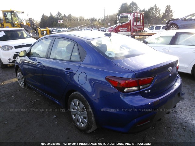 3KPA24AB1JE078169 - 2018 KIA RIO LX/S Dark Blue photo 3