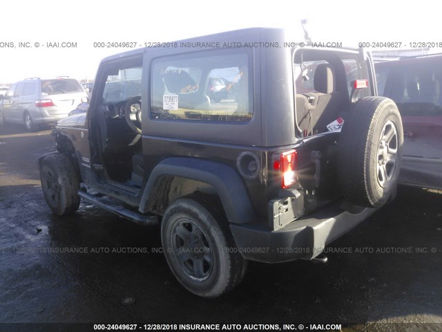 1C4AJWAG5DL618984 - 2013 JEEP WRANGLER SPORT BLACK photo 3