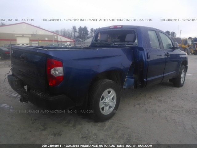 5TFUM5F11EX053386 - 2014 TOYOTA TUNDRA DOUBLE CAB SR/SR5 BLUE photo 4