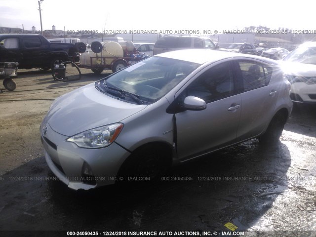 JTDKDTB39C1027752 - 2012 TOYOTA PRIUS C SILVER photo 2