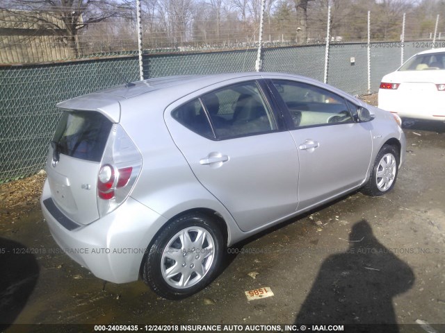 JTDKDTB39C1027752 - 2012 TOYOTA PRIUS C SILVER photo 4