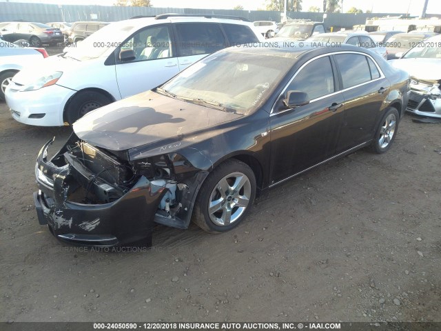 1G1ZH57B184291335 - 2008 CHEVROLET MALIBU 1LT BLACK photo 2