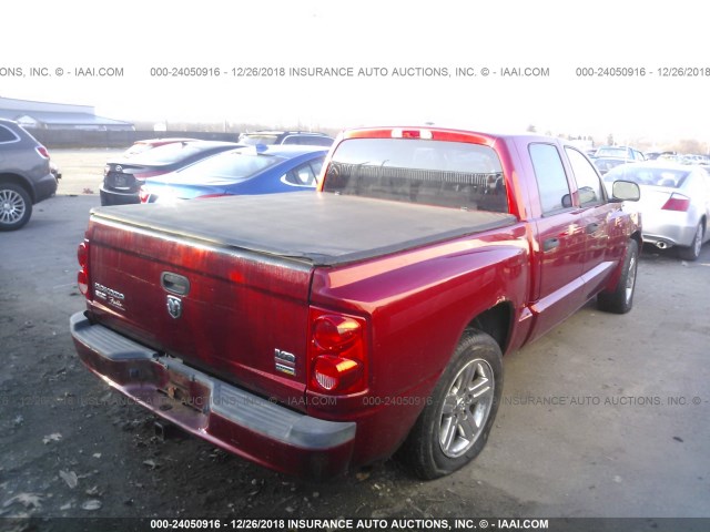 1D7HE48P47S173215 - 2007 DODGE DAKOTA QUAD SLT RED photo 4