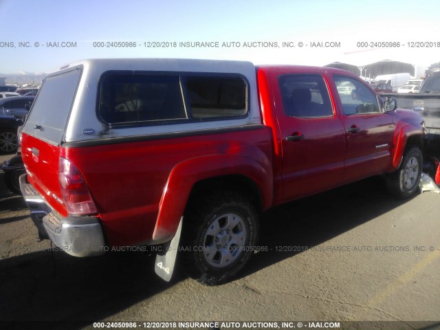 5TELU42N47Z452707 - 2007 TOYOTA TACOMA DOUBLE CAB RED photo 4